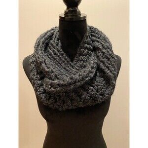 Infinity Handmade Scarf  Heavy Weave Very Warm Versatile Gray Color Beautiful !